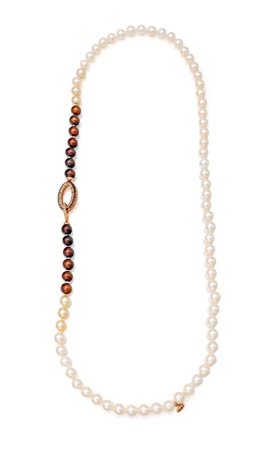 Recarlo, collana di perle, oro e brillanti fancy Lunghezza cm 82 Oro rosa...