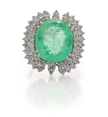 Anello in oro, tormalina Paraiba e brillanti Misura 14 Oro bianco 750/000....