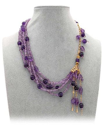 Rajola collana in oro e ametiste Lunghezza cm 52 Oro giallo 750/000.