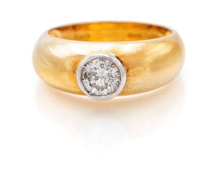 Anello in oro e brillante solitario Misura 16 Oro giallo e bianco 750/000....