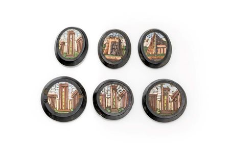 Gruppo di 6 micromosaici antichi romani Diametro mm. 25 - 16 Lievi difetti