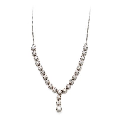 Girocollo in oro e brillanti Lunghezza cm 46 Oro bianco 750/000. Diamanti in...