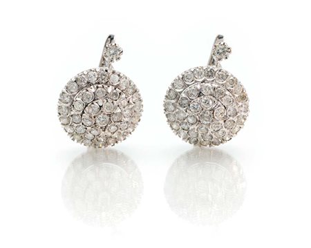 Orecchini a toppa in oro e brillanti Diametro cm 2 Oro bianco 750/000....