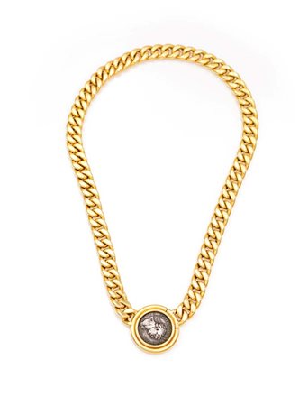 Girocollo a maglia groumette in oro con moneta centrale Lunghezza cm 43 Oro...