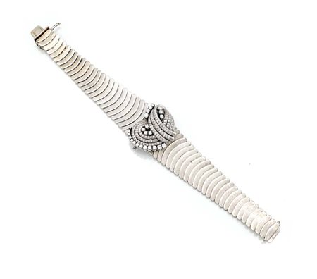 Bracciale in oro e brillanti Lunghezza cm 18 Oro bianco 750/000. Diamanti in...
