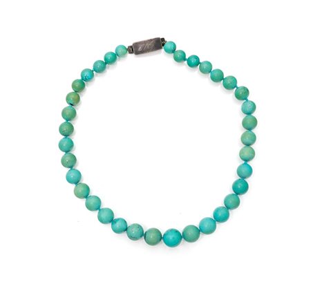 Collana in turchesi e argento Lunghezza cm 48 Argento 800/000. Turchese in...