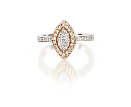 Anello a spola in oro e brillanti Misura 14 Oro bianco e rosa 750/000....