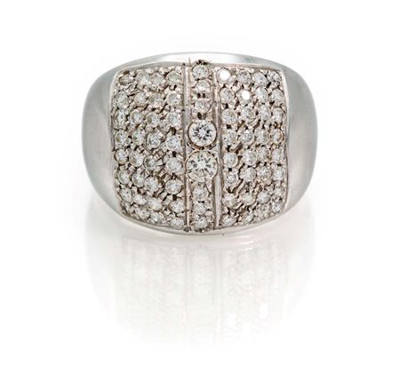 Anello a fascia in oro e brillanti Misura 13 Oro bianco 750/000. Diamanti in...