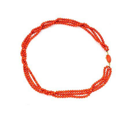 Collana in corallo e oro Lunghezza cm 58 Oro giallo 750/000. Corallo in...