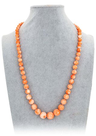 Collana in corallo rosa e oro Lunghezza cm 65 Oro giallo 750/000. Corallo in...