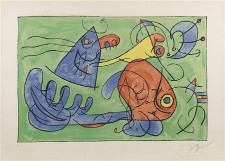 Joan Miró "Ubu Roi" 1966
litografia a colori su carta Arches, tavola 12
cm 53,5x