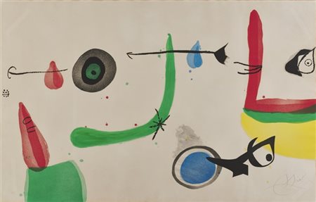 Joan Miró "Déballage II" 1975
acquaforte e acquatinta a colori
cm 72,5x114
Firma