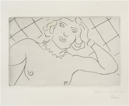 HENRI MATISSE "Torse, fond à losanges" 1929
puntasecca su carta china applicata