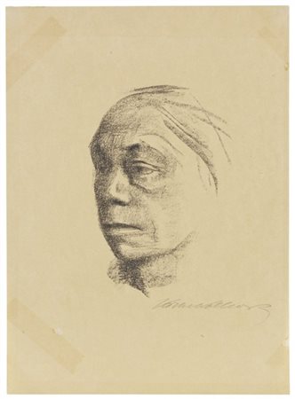 Kathe Kollwitz "Kleines Selbstbildnis nach links" 1922
litografia
cm 34,6x25
fir