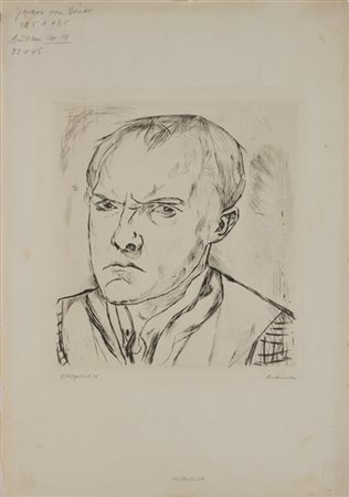 Max Beckmann "Selbstbildnis" 1918
puntasecca
(lastra cm 28x25,5; foglio cm 50,5x
