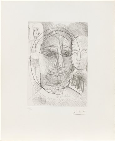 PABLO PICASSO "Homme, Femme et Enfant, Etude pour le Portrait d'El Greco" 1968
a