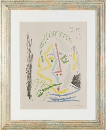PABLO PICASSO "Fumeur I" 1964
ceramolle a colori
(lastra cm 41,7x31,7; foglio cm