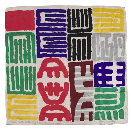 Giuseppe Capogrossi "Foulard" 1959
stampa su seta
cm 79x79
Edizione Galleria del