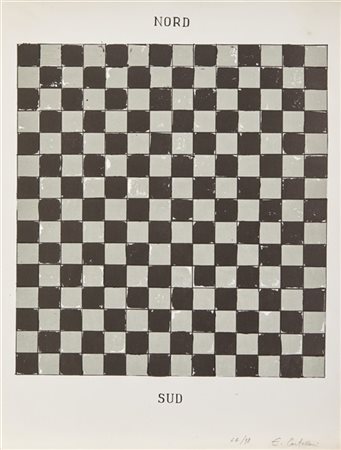 ENRICO CASTELLANI "Nord- Sud" 1963
litografia a due colori
cm 41x31,4
Firmata e