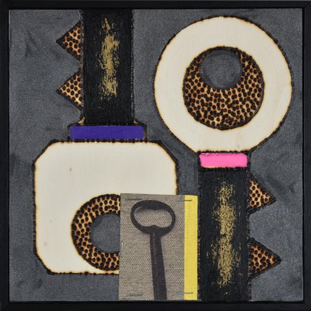 Concetto Pozzati (1935 - 2017) SOTTOCHIAVE, 2014 tecnica mista e pirografia...