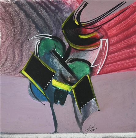 Sergio Dangelo (1932 - 2022) FERMAMONTAGNA acrilico e tempera su tela, cm...