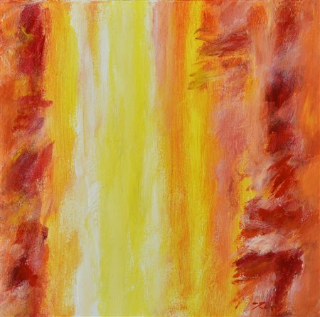 Sergio Zen (1936) ORIGINE DEL GIALLO, 2007 acrilico su tela, cm 20x20 firma...