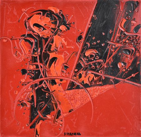 Camillo Francia (1955) SENZA TITOLO ROSSO, 2008 olio su tela, cm 20x20 firma...