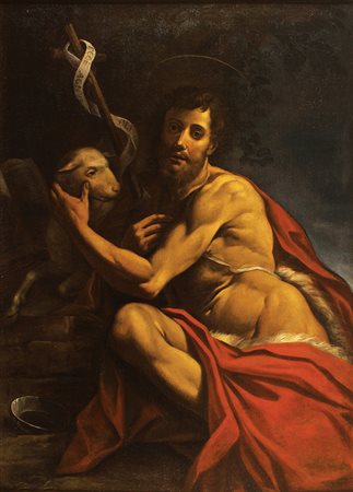 LUDOVICO LANA (attr.) Codigoro 1597 - Modena 1646 San Giovanni Battista olio...