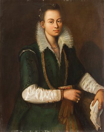 SCUOLA TOSCANA Seconda metà del XVI secolo Ritratto di giovane donna con...