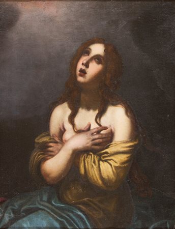 SCUOLA BOLOGNESE Prima metà del XVII secolo La Maddalena in estasi Olio su...