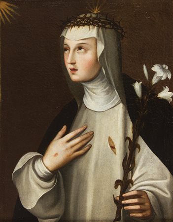 SCUOLA TOSCANA Seconda metà del XVII secolo Santa Caterina da Siena Olio su...