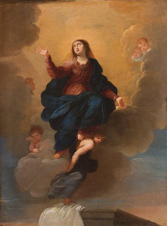 Scuola napoletana Prima metà del XVIII secolo La Vergine assunta olio su...