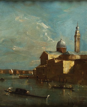 FRANCESCO GUARDI Venezia 1712-1793 Veduta dell’isola di San Giorgio Olio su...