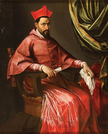 Pietro Facchetti Mantova, 1535 - Roma 1619 Ritratto di cardinale Olio su...