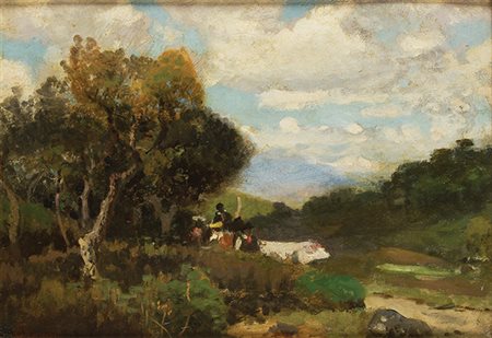PIETRO SENNO Portoferraio 1831- Pisa 1904 Ritorno dalla Senna Olio su...