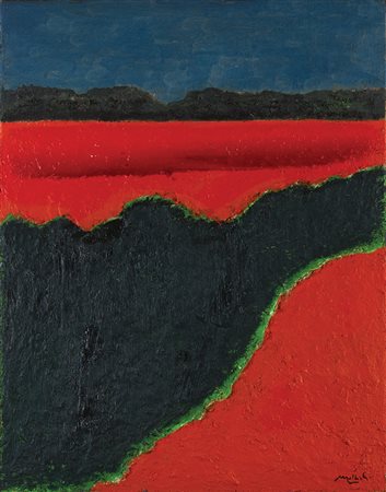 CARLO MATTIOLI Modena 1911 - Parma 1994 Paesaggio, 1990 Olio materico in...