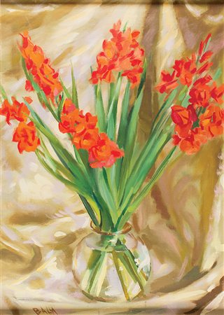 GIACOMO BALLA Torino 1871 - Roma 1958 Gladioli, 1945 ca. Olio su tela double...