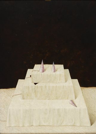 ARMODIO Piacenza 1938 Tre ipotesi, 1989 Tempera su tavola, cm 50 x 70 Firma,...