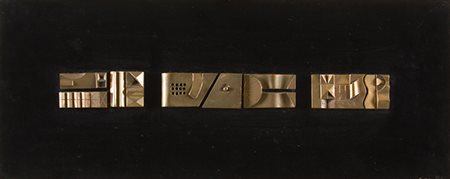 DANI KARAVAN Tel Aviv 1930 Senza titolo Altorilievo in bronzo dorato su...