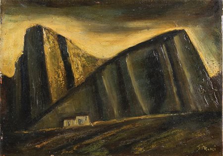 MARIO SIRONI Sassari 1885 – Milano 1961 Montagne, 1950 ca. Olio su tela, cm...