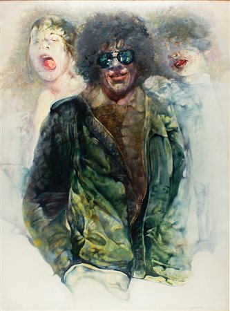 RENZO VESPIGNANI Roma 1924 - 2000 Domenica al luna park, 1980 Olio su...