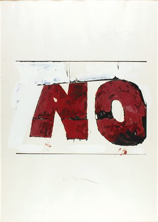 MARIO SCHIFANO Homs 1934 - Roma 1998 No, 1975 ca smalti su base serigrafica,...