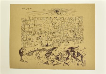 D'apres Corneille DISEGNO-POEMA 'IL TUO VENTRE' litografia su carta, cm 37x52...