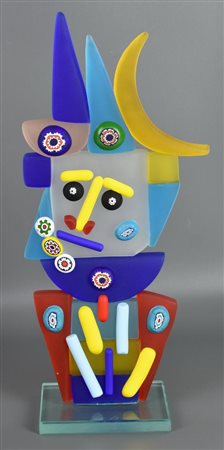 A firma De Biase PERSONAGGIO scultura in vetro con inserti in murrine h cm 32...