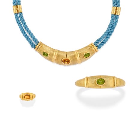 Parure con quarzi citrini e peridoti