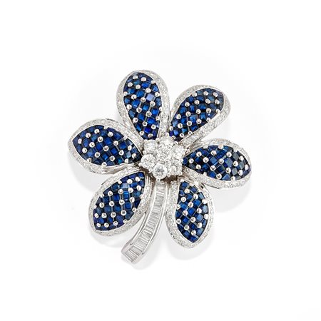 Spilla con zaffiri e diamanti 