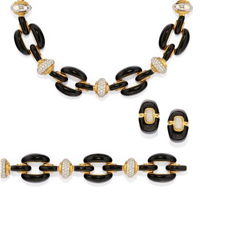 David Webb - Parure con diamanti e smalto