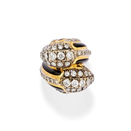 David Webb - Anello con smalto e diamanti