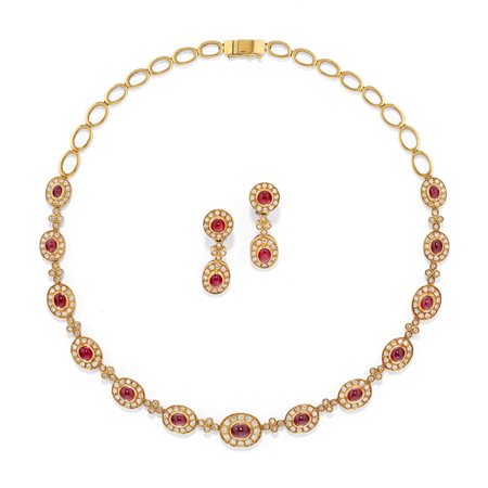Demi parure con rubini e diamanti 