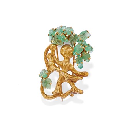 Cannilla per Masenza - Spilla con smeraldi, circa 1960